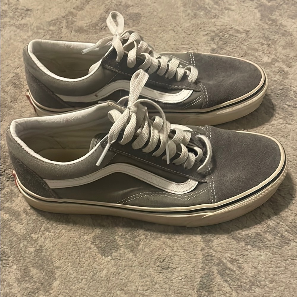 Vans Gray and White Sneakers with Iconic Stripe